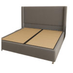 Lit Coffre Coco Velours Gris 140x190 cm