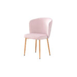 Lot de 4 Chaises Diana Velours Rose Pieds Dorés