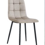 Lot 4 Chaises Salle à Manger Elisa Velours Taupe Pieds Métal Noir 42x55x87cm