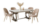 Table à Manger Omega Verre Blanc Pieds Chrome 180x90x75 cm