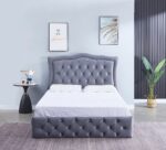 Cadre de Lit Double Trend Velours Gris 140x190 cm