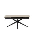 Table Repas Extensible Tonia Céramique Travertin Mat Métal Noir 160/240x90x76 cm