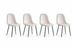 Lot de 4 Chaises scandinaves velours beige métal noir 43,5x40x87cm