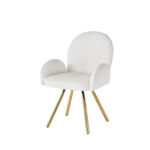 Lot 2 Chaises Salle à Manger Mimi Accoudoirs Écru Pieds Gold 62x63x92cm