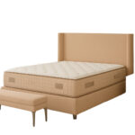 Lit Coffre Coco Velours Beige 160x200 cm