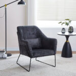 Fauteuil BASKA métal noir velours laine