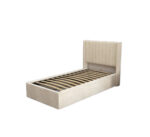 Lit Coffre Camille Velours Beige Sommier Relevable 90x190 cm