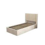 Lit Coffre Camille Velours Beige Sommier Relevable 90x190 cm