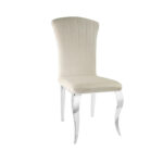 Lot de 6 Chaises baroque LOUIS Chrome Velours Beige