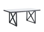 Table à Manger Design Verre Trempé Marbré Blanc Métal Noir 180x90 cm