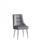 Lot de 2 chaises luxury ZIP en velours pieds chromés - Gris