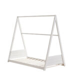 Lit Enfant Tipi Bois Blanc 90x190 cm Sommier Inclus