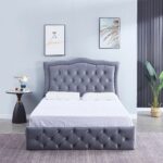 Cadre de Lit Double Trend Velours Gris 140x190 cm