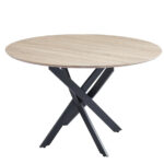 Table à Manger Jessica Chêne Pieds Métal Noir 120 cm