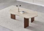 Table Basse Zora Rectangulaire Arrondie Travertin Vert