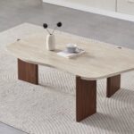 Table Basse Zora Rectangulaire Arrondie Travertin Vert