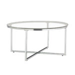 Table Basse Lorie Ronde Verre Trempé Transparent Métal Chrome D90x45 cm