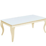 Table Basse Baroque Métal Doré Plateau Blanc 120x60x45 cm
