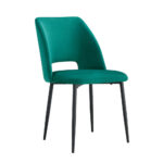 Lot de 4 chaises AVA Métal noir Velours - Vert