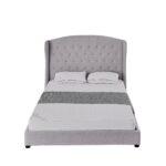 Lit Bergerac Tissu Gris 140x190 cm