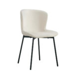 Lot de 4 Chaises Elen Velours Écru Pieds Métal Noir