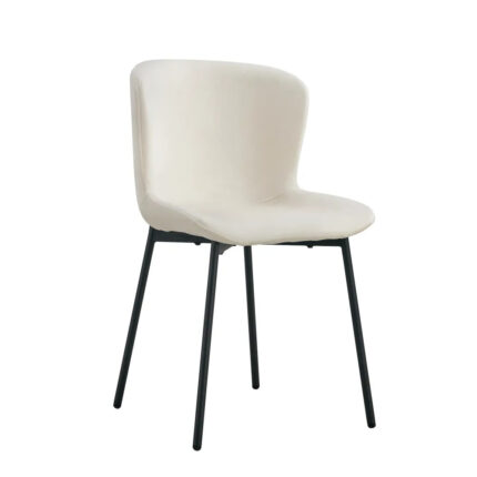 Lot de 4 Chaises Elen Velours Écru Pieds Métal Noir