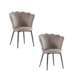 Lot de 2 Chaises Nymphea Velours Moka Pieds Métal Noir