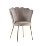 Lot de 2 Chaises NYMPHEA Velours Moka Pieds Dorés