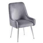 Lot 2 Chaises Salle à Manger Luxury Velours Anthracite Pieds Chrome 52x65,5x93,5cm
