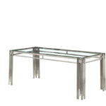 Table à Manger XXL Flute Verre Marbré Transparent Pieds Chrome 180 cm