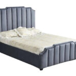 Lit Adulte Pepper Velours Gris Clouté 160x200 cm