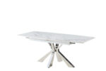 Table à Manger Extensible Bianca Céramique Marbré Blanc Chrome
