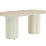 Table à Manger Keysha Céramique Travertin Pieds Beiges 180x90 cm