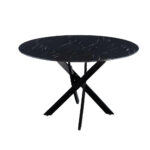 Table à Manger Ronde Jessica Marbre Noir Métal Noir 100 cm