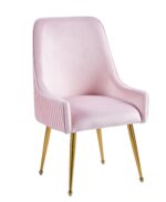 Lot 2 Chaises Salle à Manger Luxury Velours Rose Pieds Gold 56x58x93cm