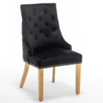 Lot de 2 chaises ANNEAU mattelassée et cloutée Gold velours - Noir