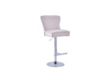 Lot 2 Tabourets de Bar Gabrielle Velours Beige Pieds Chrome Hauteur Assise 65cm