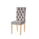 Lot de 2 Chaises Nevada Capitonnées Velours Moka Pieds Dorés