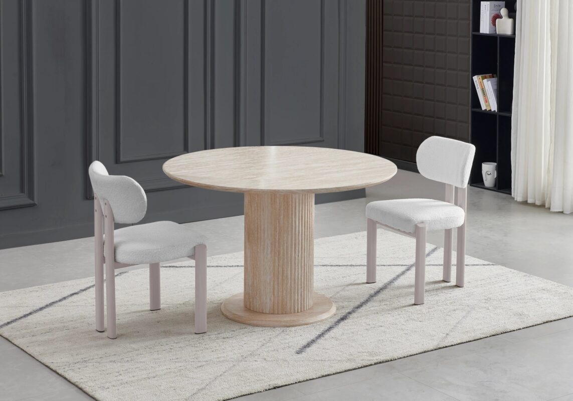 Chaise Inaya Bouclée Taupe Pieds Dorés