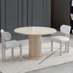 Chaise Inaya Bouclée Taupe Pieds Dorés
