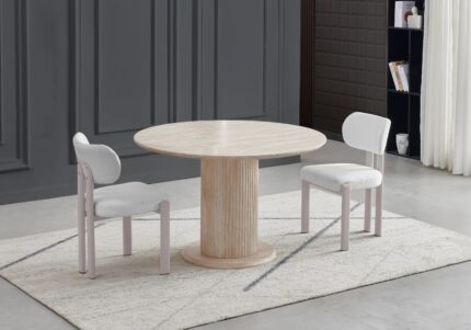 Chaise Inaya Bouclée Taupe Pieds Dorés