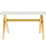 Table à Manger IXE Pieds Dorés Plateau Verre Trempé 150x90x75 cm