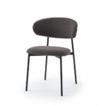 Lot de 4 Chaises Lulu Velours Côtelé Gris Pieds Métal Noir