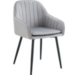 Lot de 2 Chaises Pams Velours Gris Pieds Noirs 45x46x82 cm