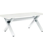 Table Basse IXE Verre Transparent Chrome Marbré Blanc 120x60x45 cm