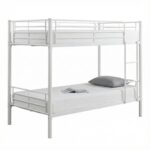 Lit Superposé Luna Métal Blanc 90x190 cm Sommier Inclus