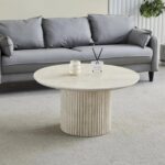 Table Basse Ronde Terra Travertin Sable Vert Design