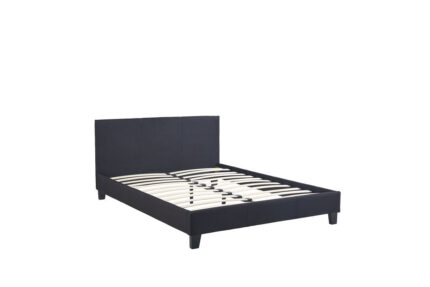Lit Kelia Tissu Noir Gris 160x200 cm