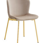 Lot de 2 Chaises Elen Velours Moka Pieds Dorés