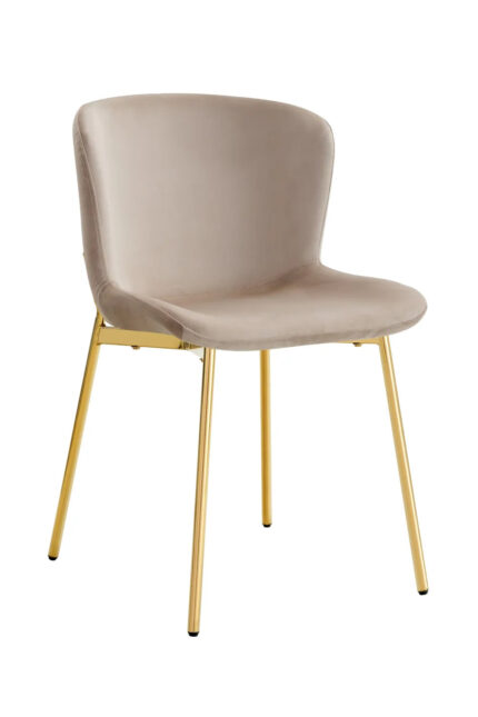 Lot de 2 Chaises Elen Velours Moka Pieds Dorés